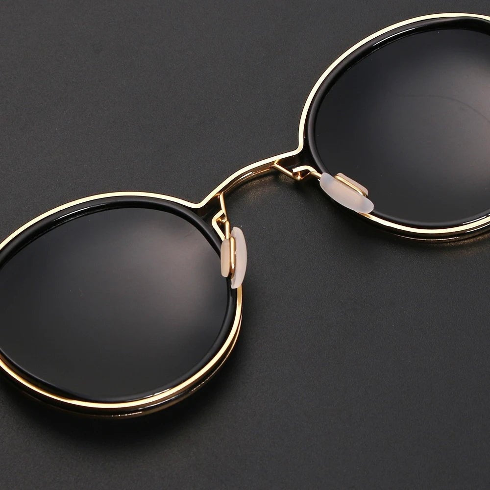 Gafas de Sol Redondas Mujer Patillas Doradas
