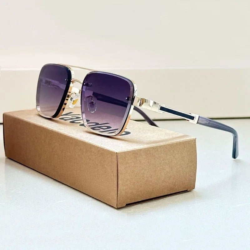 Gafas de Sol Retro Hombre Marco Dorado Protección UV
