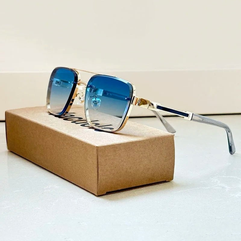 Gafas de Sol Retro Hombre Marco Dorado Protección UV