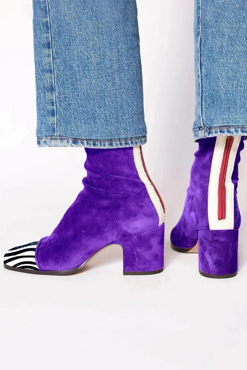 Gema | Botines de Ante con Tacón de Bloque Mujer Estampado Leopardo