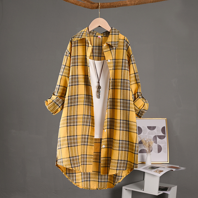 Gema | Camisa de Algodón de Cuadros Oversize Mujer Manga Larga