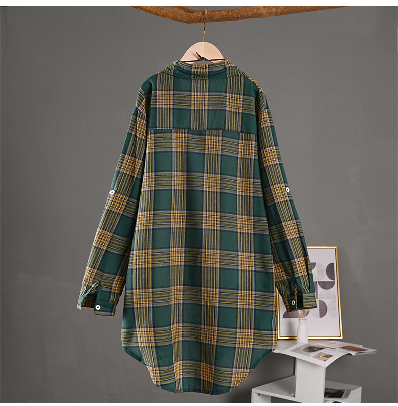 Gema | Camisa de Algodón de Cuadros Oversize Mujer Manga Larga