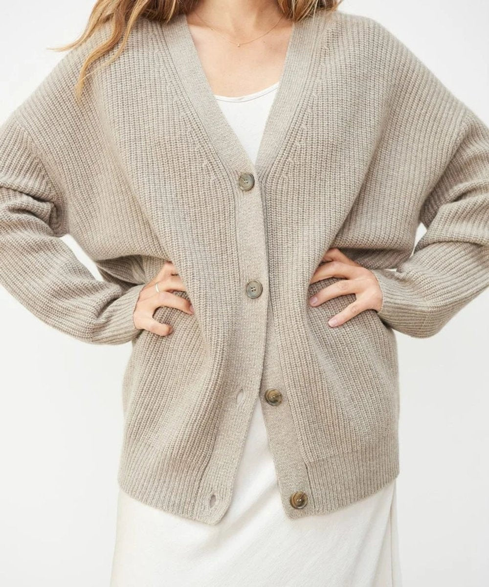 Gema | Cárdigan de Cachemira Oversized Mujer Escote en V Botonera