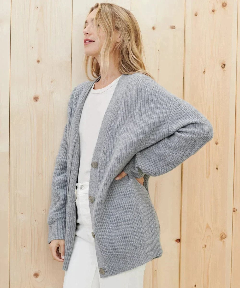Gema | Cárdigan de Cachemira Oversized Mujer Escote en V Botonera