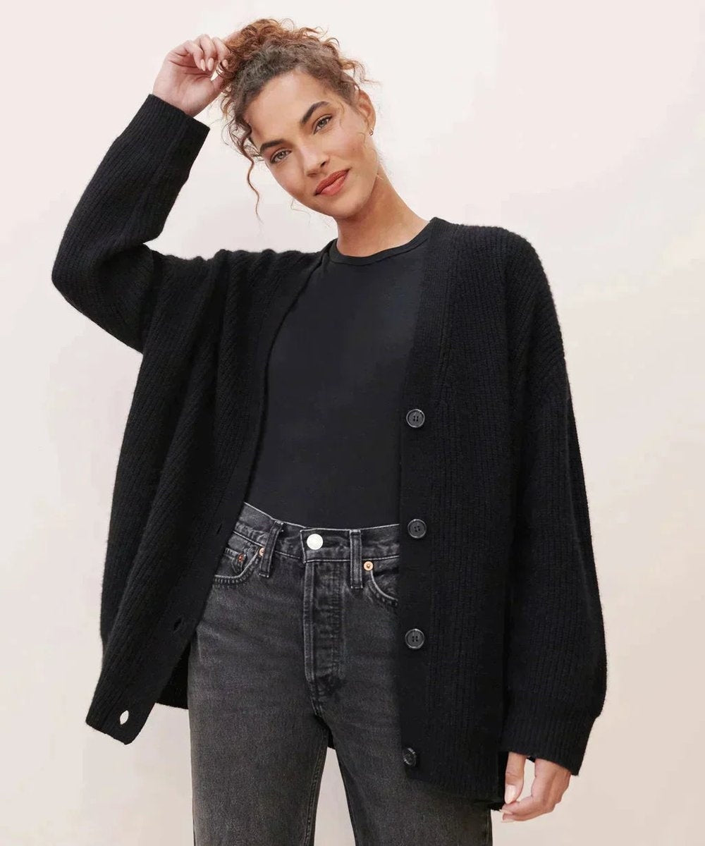 Gema | Cárdigan de Cachemira Oversized Mujer Escote en V Botonera