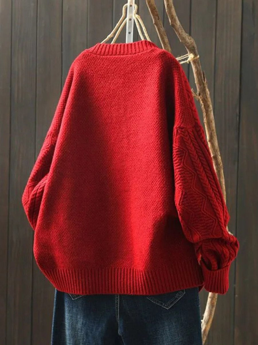 Gema | Jersey de Punto Trenzado Oversize Mujer Botonera