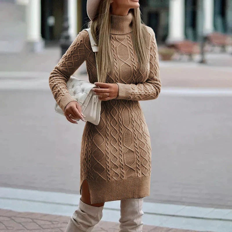 Gema | Vestido de Invierno de Punto Mujer Cuello Alto Manga Larga