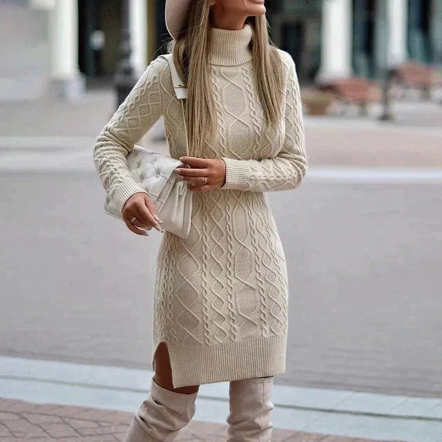 Gema | Vestido de Invierno de Punto Mujer Cuello Alto Manga Larga