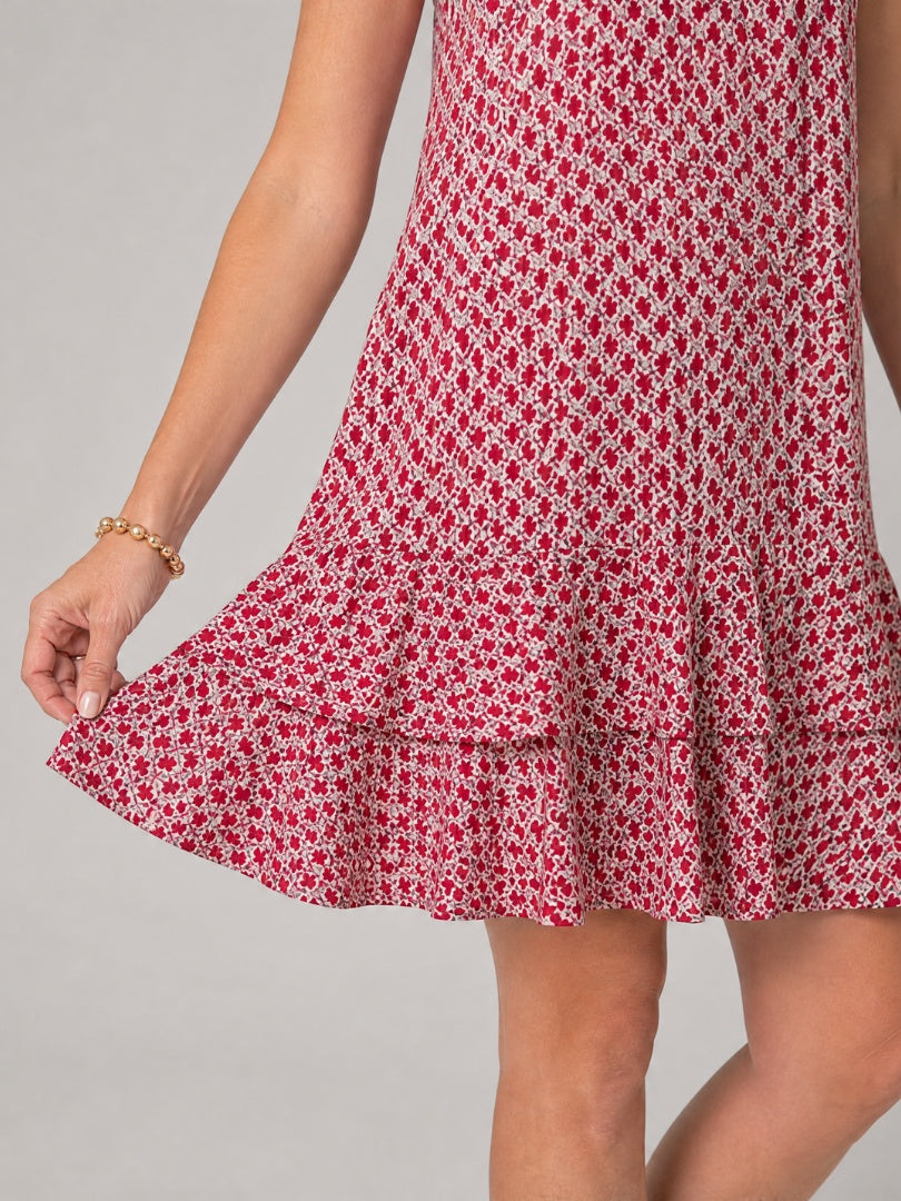 Gloria | Vestido Corto Camisero Estampado Sin Mangas Mujer Volante Bajo