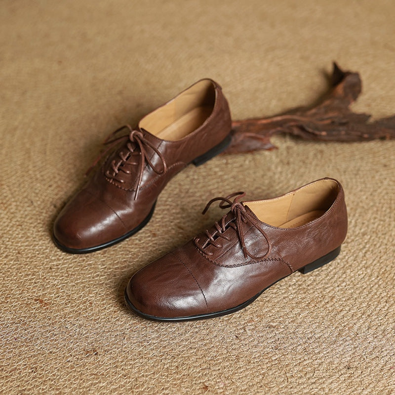 Gloria | Zapatos Oxford de Cuero Genuino Mujer Cordones Cap Toe