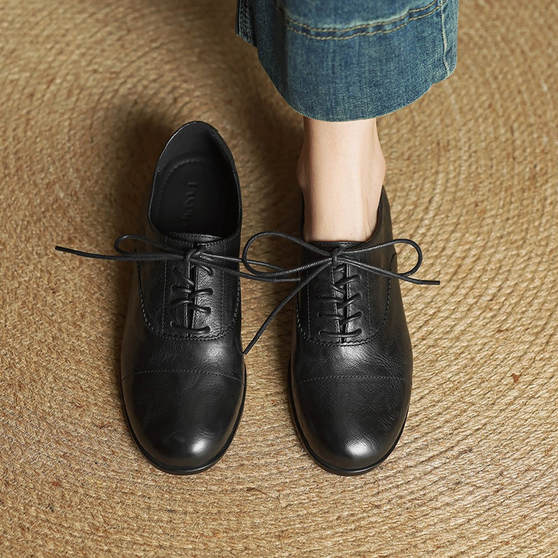 Gloria | Zapatos Oxford de Cuero Genuino Mujer Cordones Cap Toe