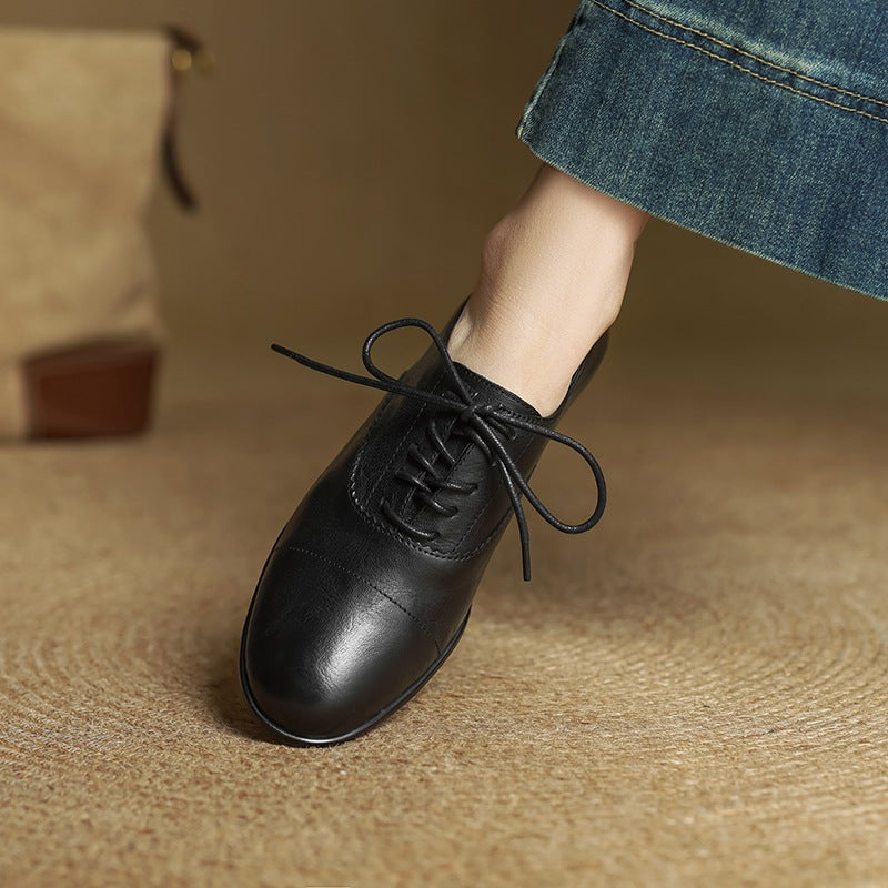 Gloria | Zapatos Oxford de Cuero Genuino Mujer Cordones Cap Toe