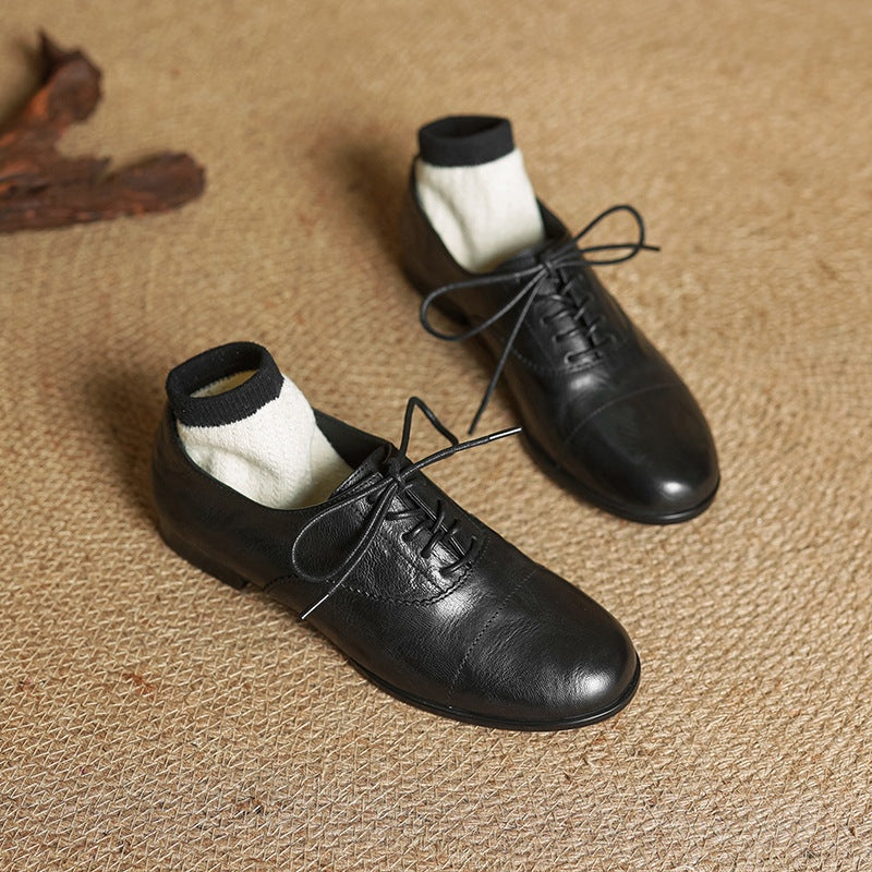 Gloria | Zapatos Oxford de Cuero Genuino Mujer Cordones Cap Toe