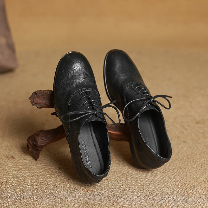 Gloria | Zapatos Oxford de Cuero Genuino Mujer Cordones Cap Toe