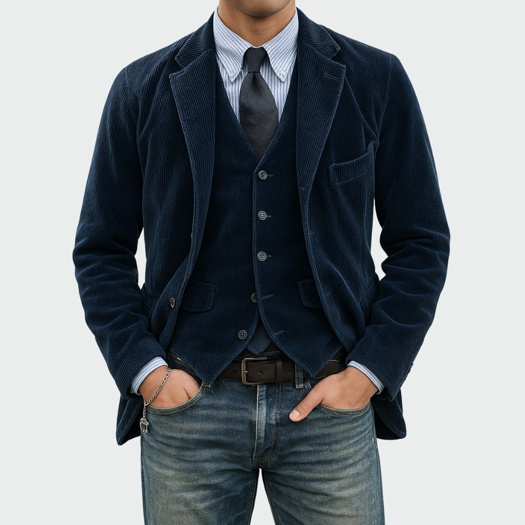 Gonzalo | Blazer de Pana Hombre con Chaleco Solapa Clásica