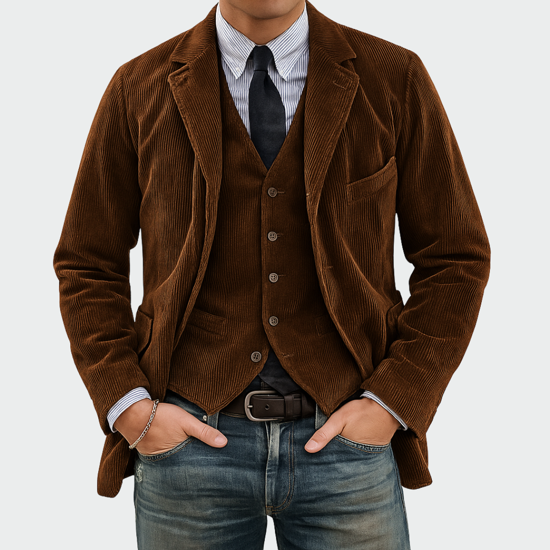 Gonzalo | Blazer de Pana Hombre con Chaleco Solapa Clásica
