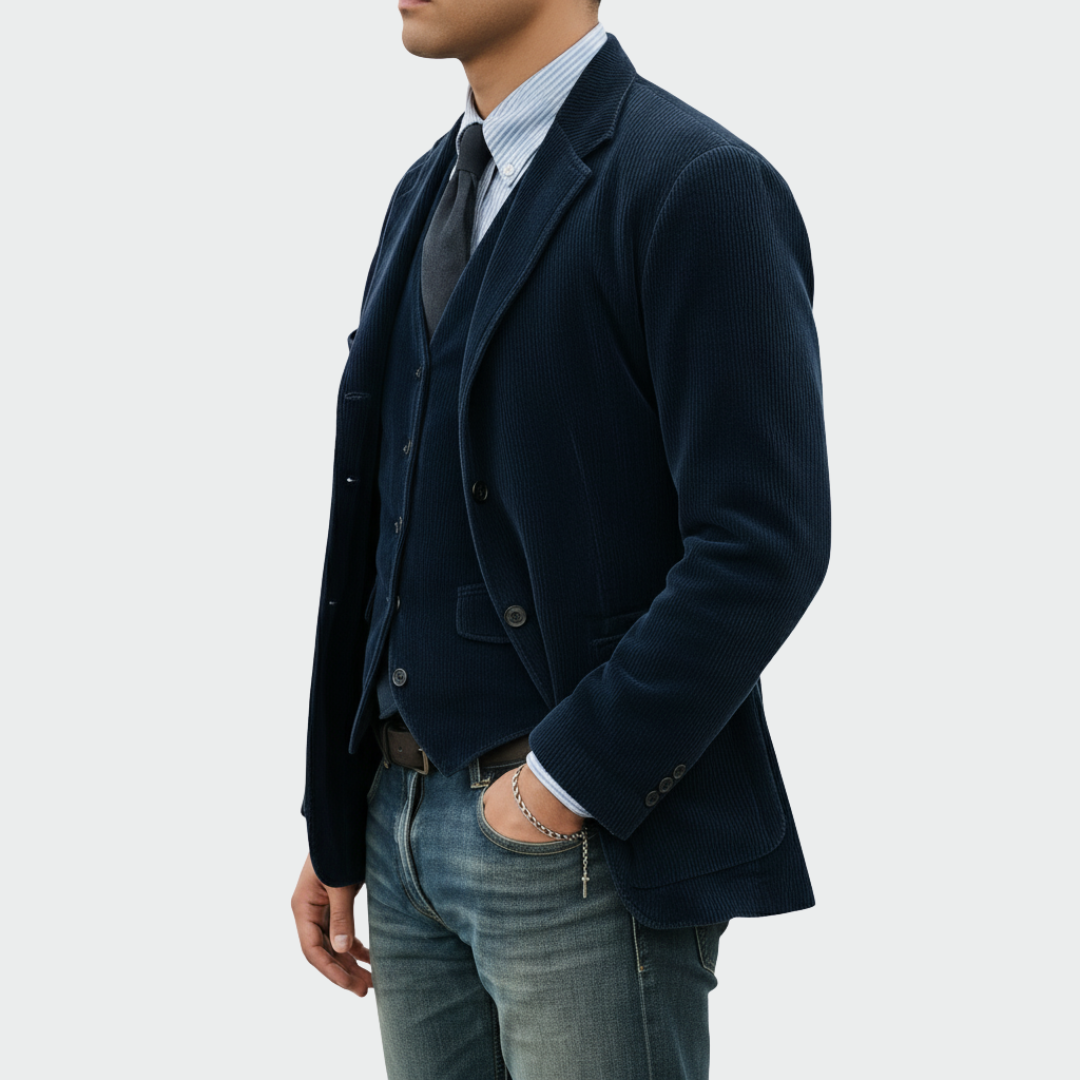 Gonzalo | Blazer de Pana Hombre con Chaleco Solapa Clásica