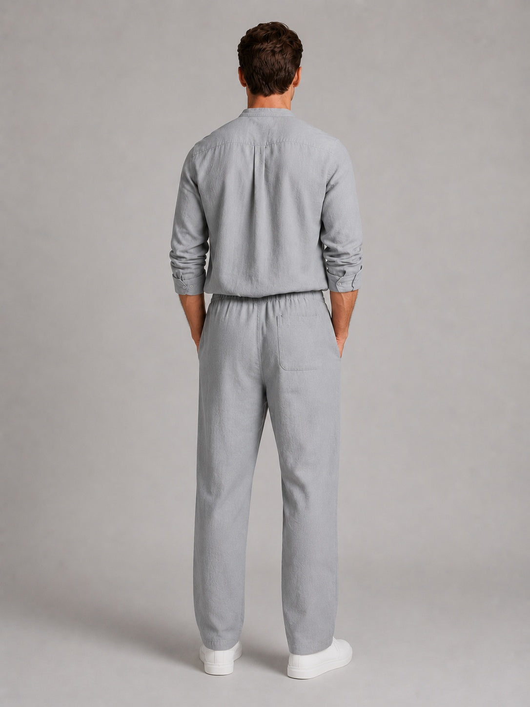 Gonzalo | Conjunto de Lino Hombre Camisa Cuello Mao Pantalón Jogger