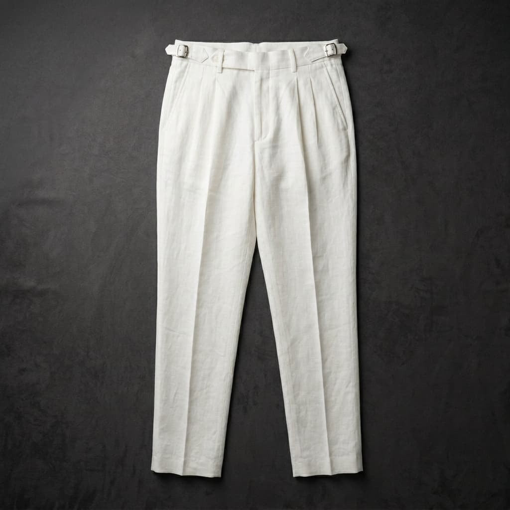 Gonzalo | Pantalón de Lino de Pinzas con Hebilla Hombre