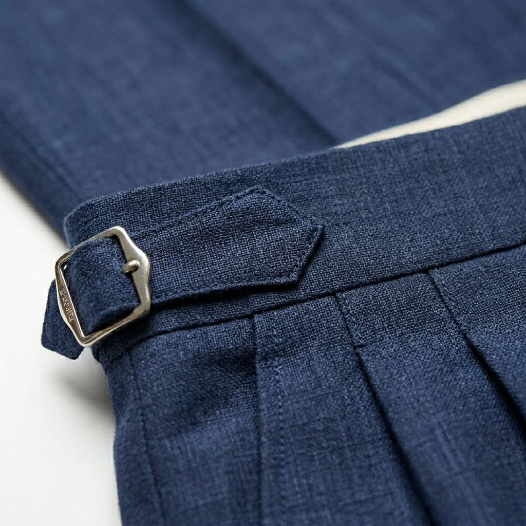 Gonzalo | Pantalón de Lino de Pinzas con Hebilla Hombre