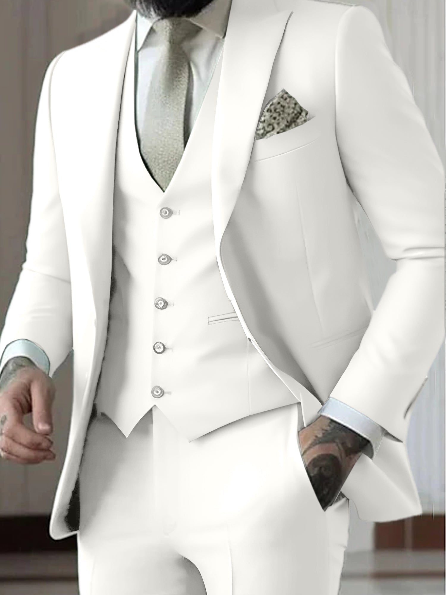 Gonzalo | Traje de Novio de Tres Piezas Hombre Slim Fit Chaleco
