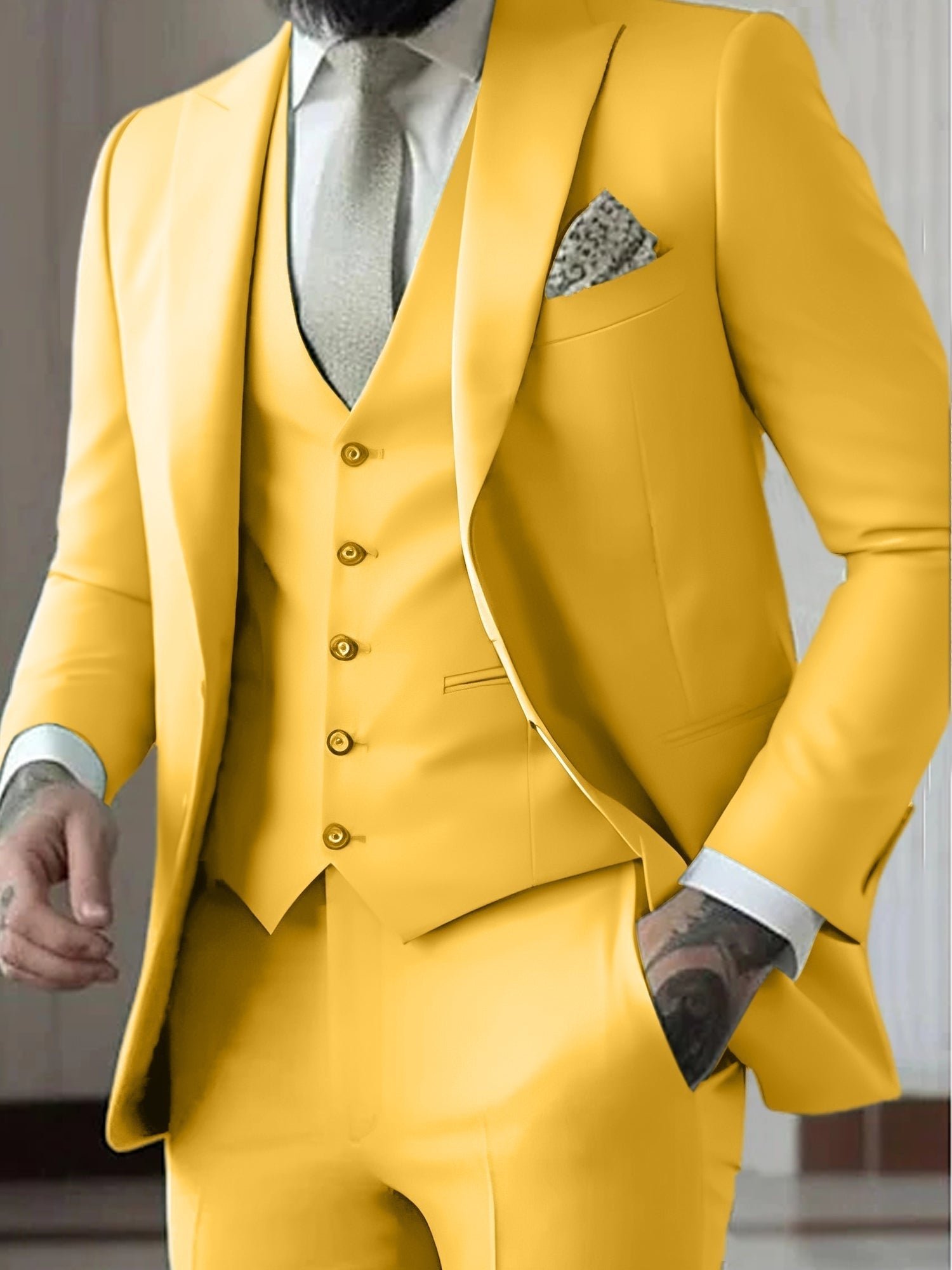 Gonzalo | Traje de Novio de Tres Piezas Hombre Slim Fit Chaleco