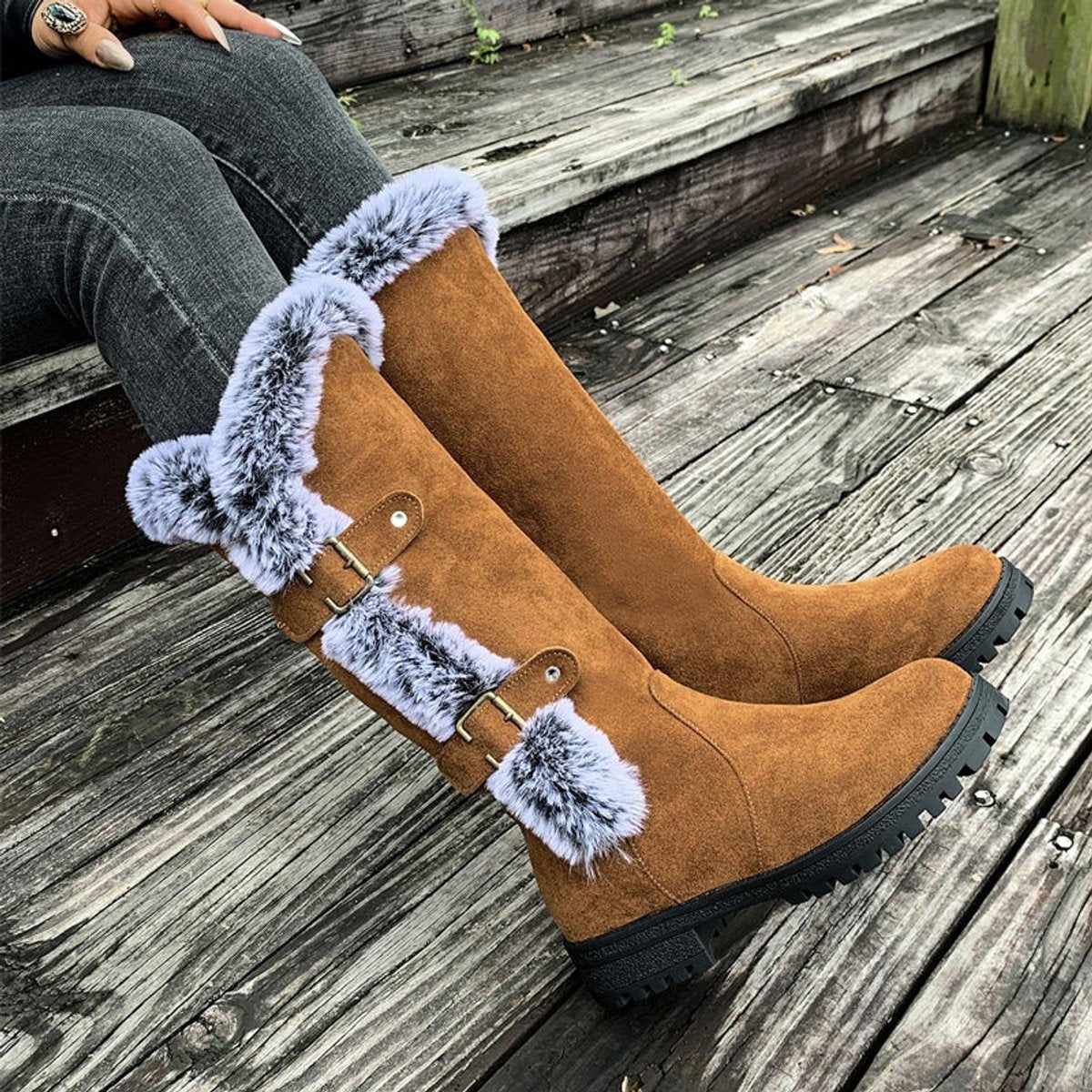 Guadalupe | Botas de Invierno Planas Mujer Caña Alta Felpa