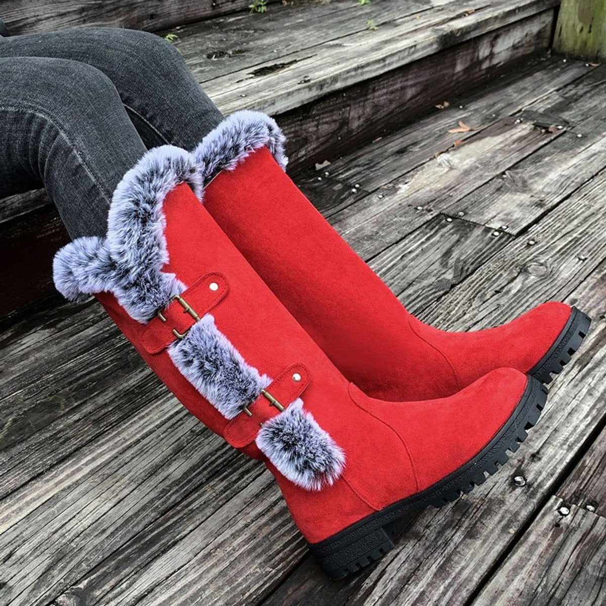 Guadalupe | Botas de Invierno Planas Mujer Caña Alta Felpa