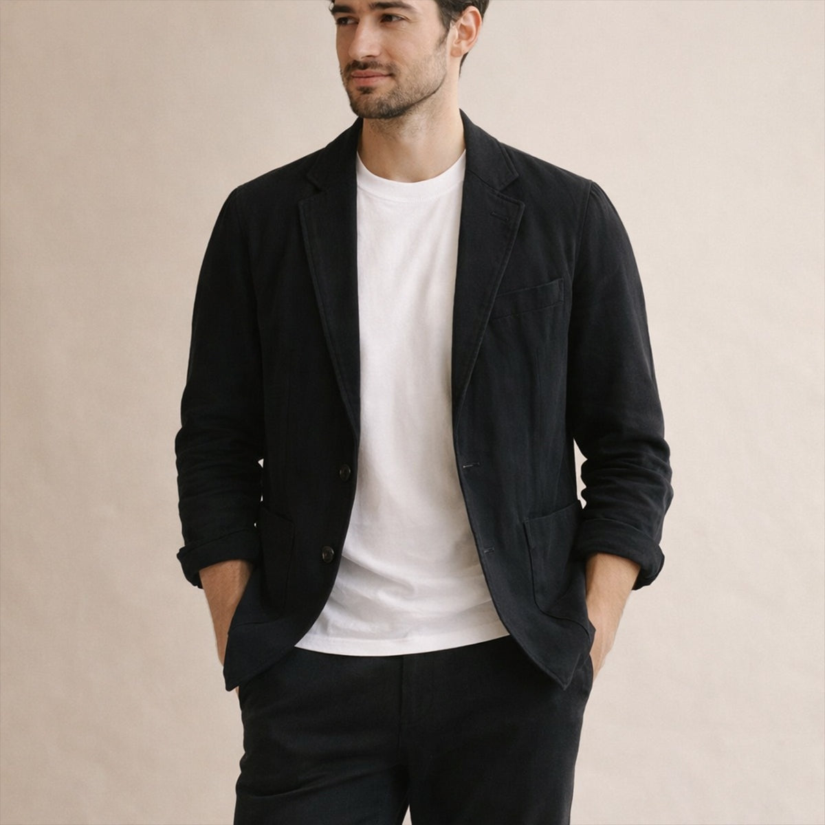 Guillermo | Blazer de Lino Hombre Americana Casual Solapa Muesca