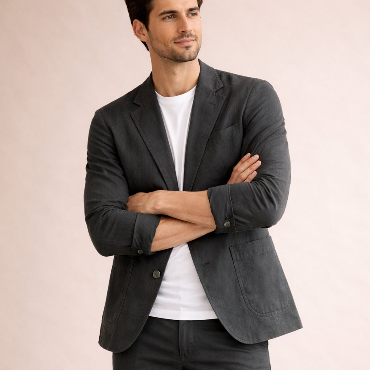 Guillermo | Blazer de Lino Hombre Americana Casual Solapa Muesca