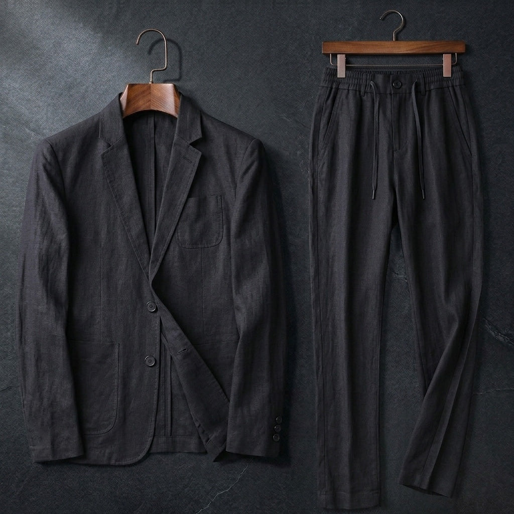 Guillermo | Conjunto de Lino Blazer y Pantalón Hombre Cintura Elástica