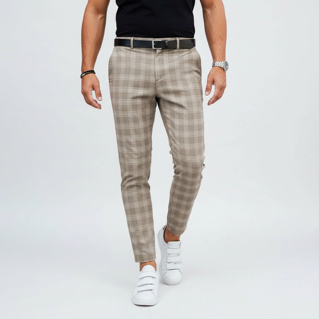 Guillermo | Pantalón Chino de Cuadros Slim Hombre Ajustado