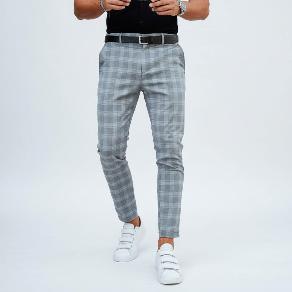 Guillermo | Pantalón Chino de Cuadros Slim Hombre Ajustado