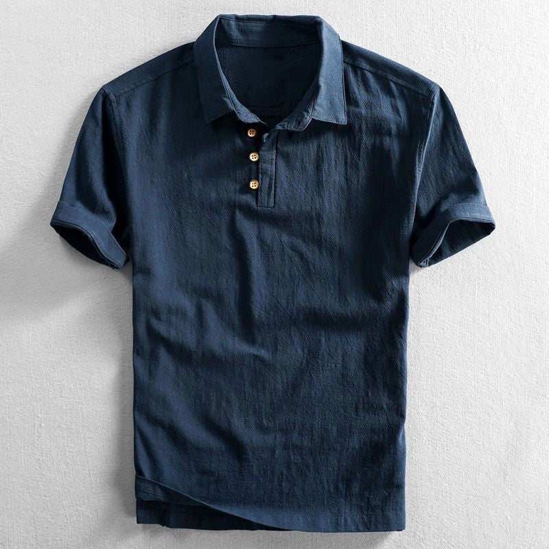 Guillermo | Polo de Lino de Manga Corta Hombre Cuello Clásico