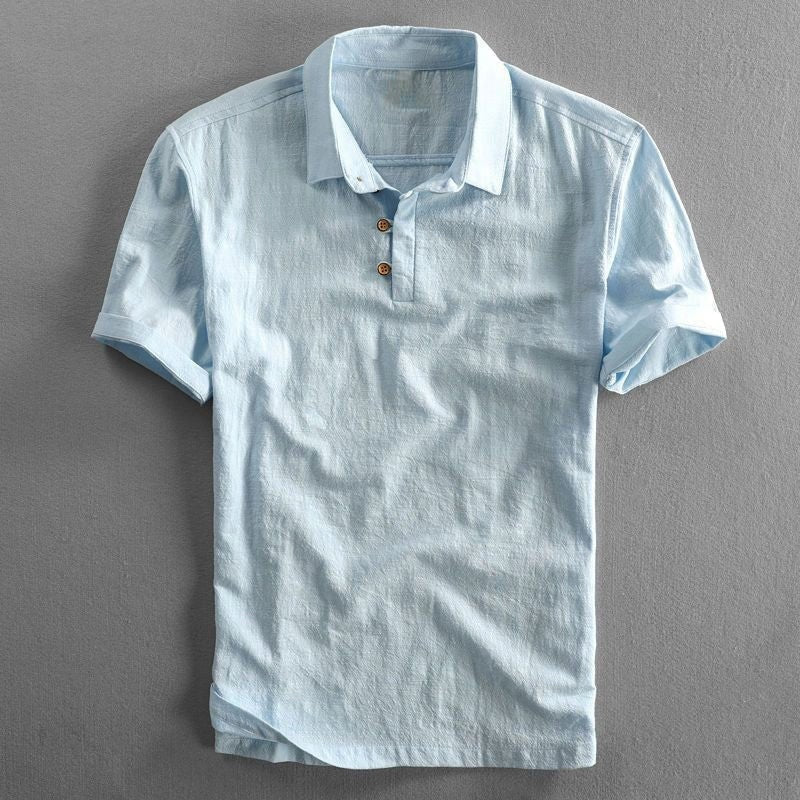Guillermo | Polo de Lino de Manga Corta Hombre Cuello Clásico