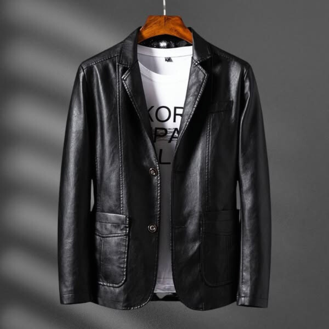 Héctor | Blazer de Polipiel Hombre Solapa Bolsillos Estructurado