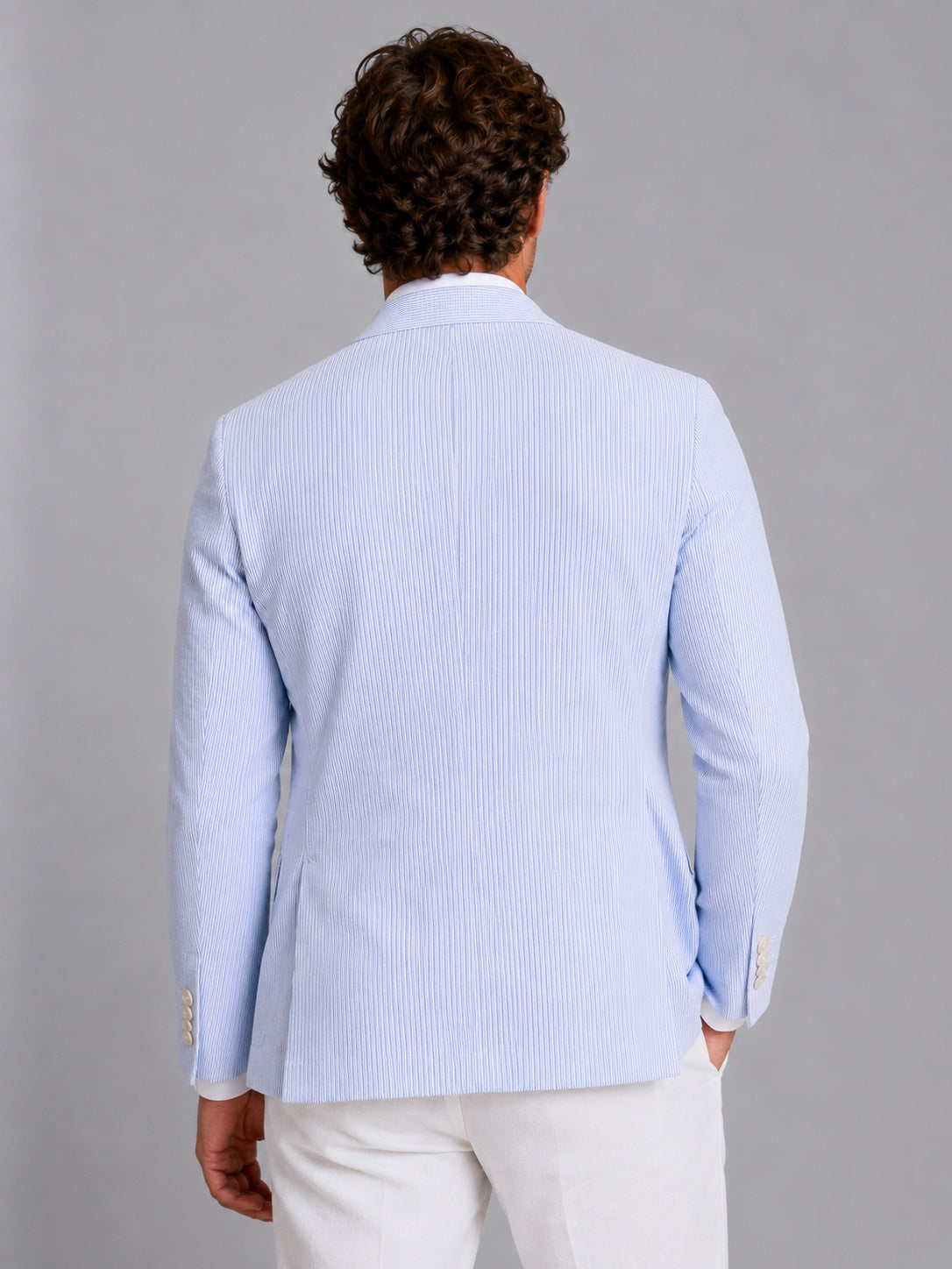Héctor | Blazer de Seersucker a Rayas Hombre Americana Ligera