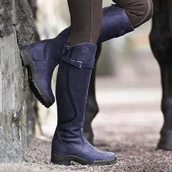 Inés | Botas Impermeables de Piel Mujer Caña Alta Hebilla