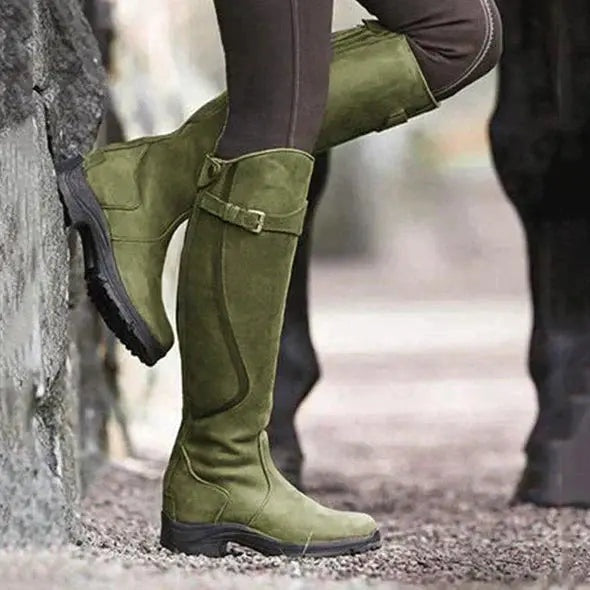 Inés | Botas Impermeables de Piel Mujer Caña Alta Hebilla