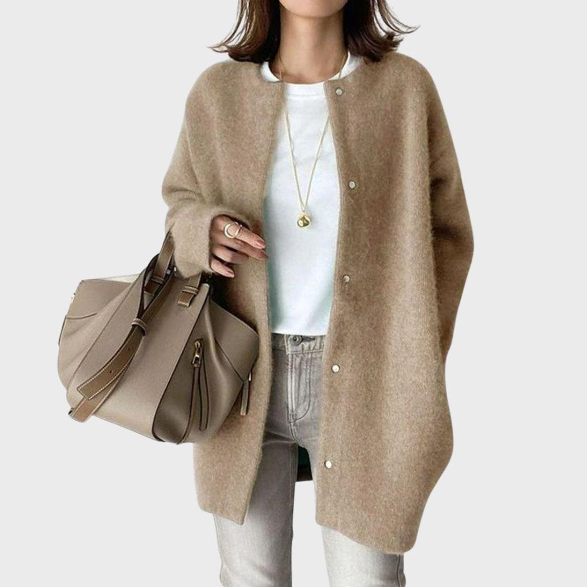 Inés | Cárdigan de Cachemira Oversize Mujer Botones Presión