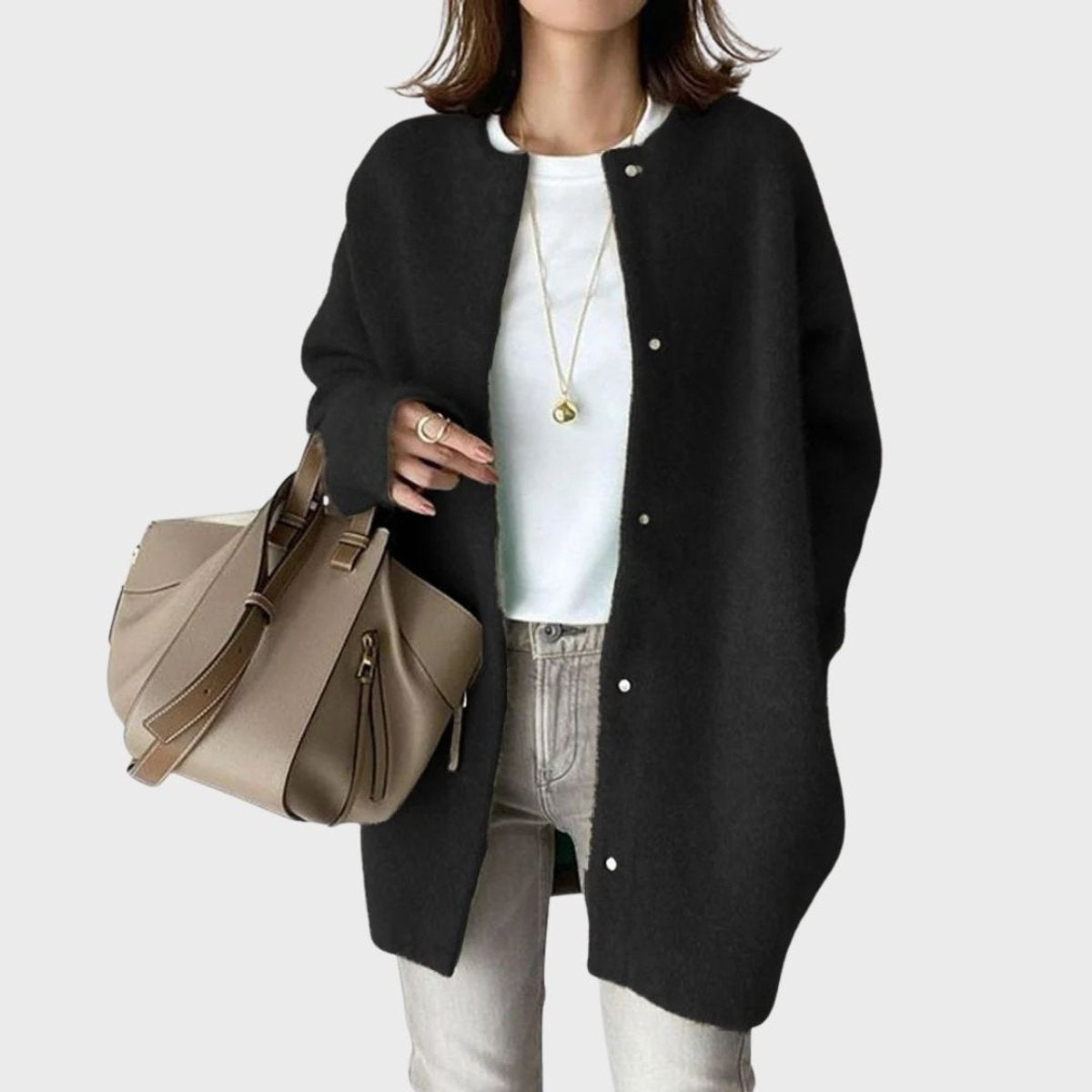 Inés | Cárdigan de Cachemira Oversize Mujer Botones Presión
