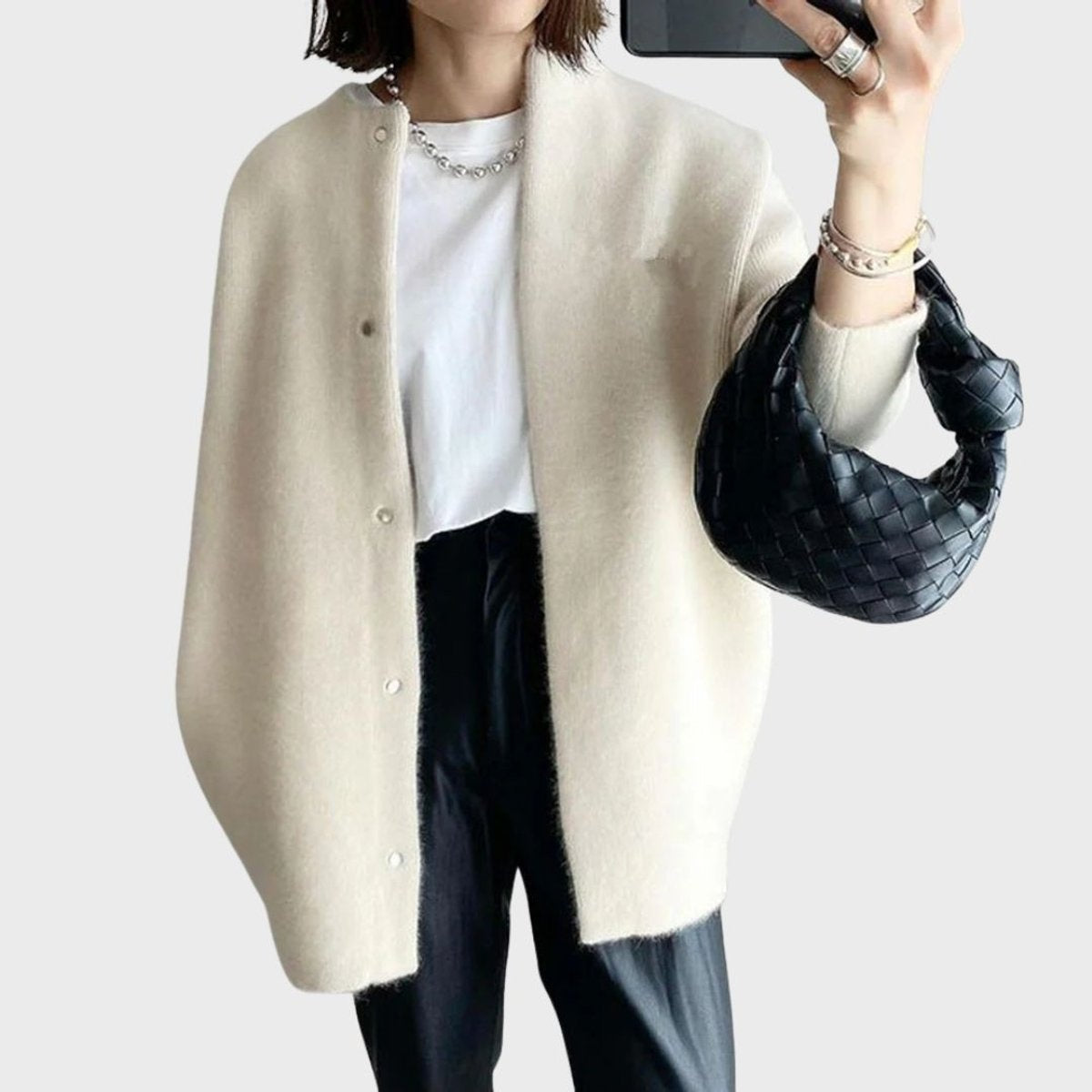 Inés | Cárdigan de Cachemira Oversize Mujer Botones Presión