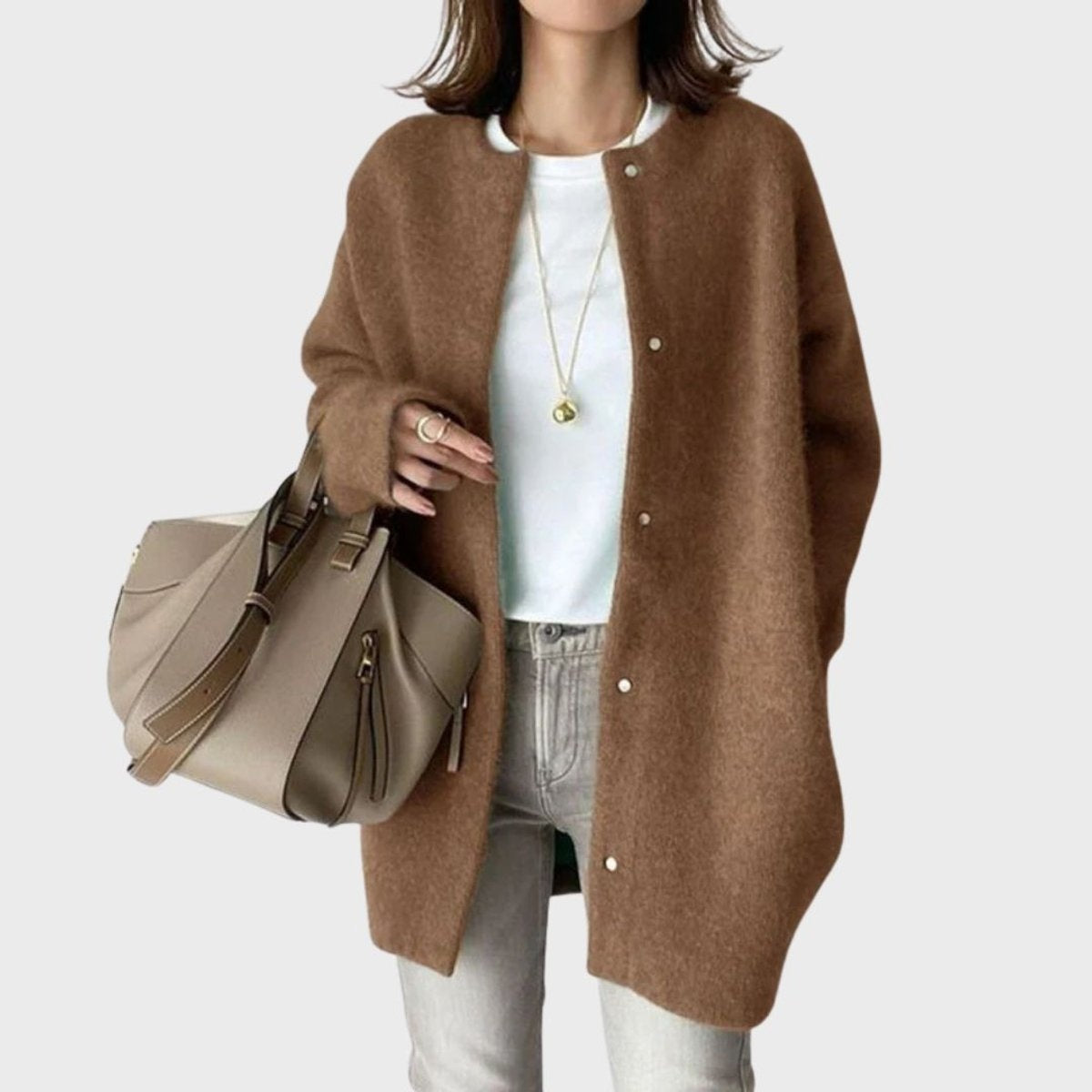 Inés | Cárdigan de Cachemira Oversize Mujer Botones Presión