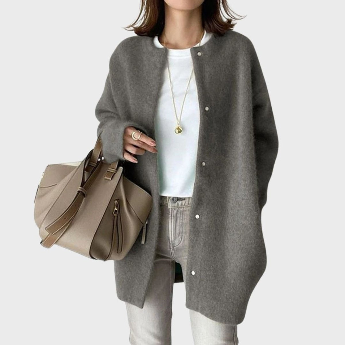 Inés | Cárdigan de Cachemira Oversize Mujer Botones Presión