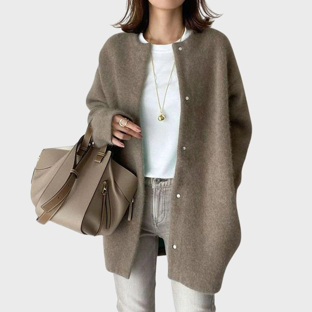 Inés | Cárdigan de Cachemira Oversize Mujer Botones Presión