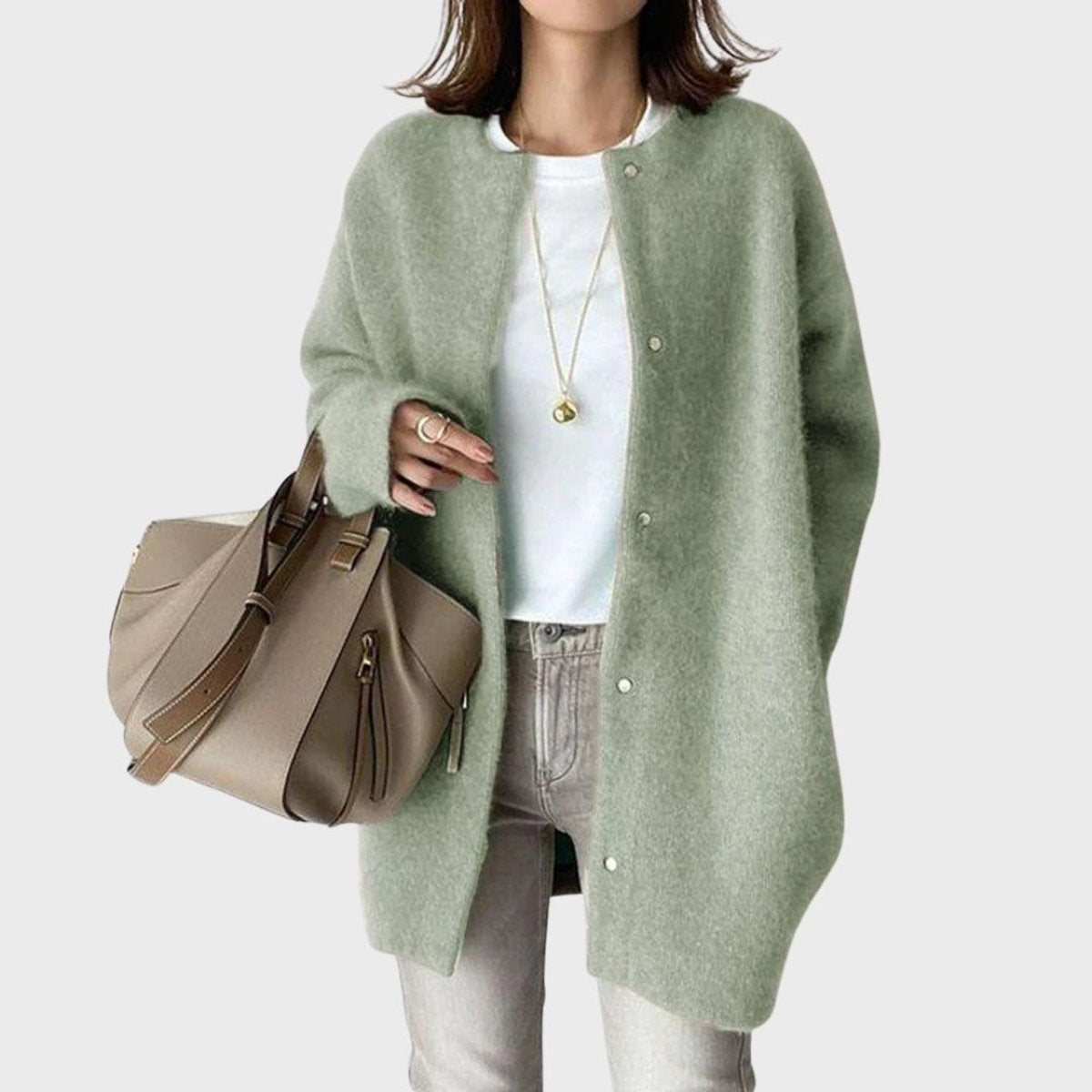 Inés | Cárdigan de Cachemira Oversize Mujer Botones Presión