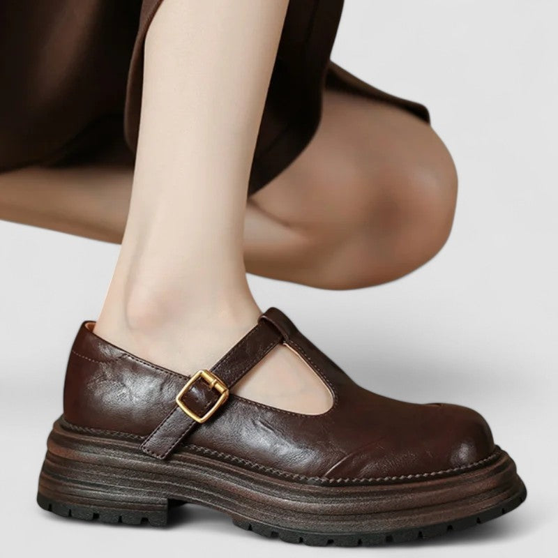 Inés | Mary Jane Shoes Mujer Piel Plataforma Hebilla