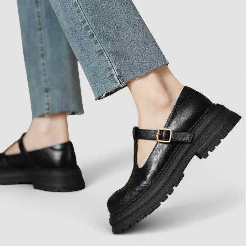 Inés | Mary Jane Shoes Mujer Piel Plataforma Hebilla