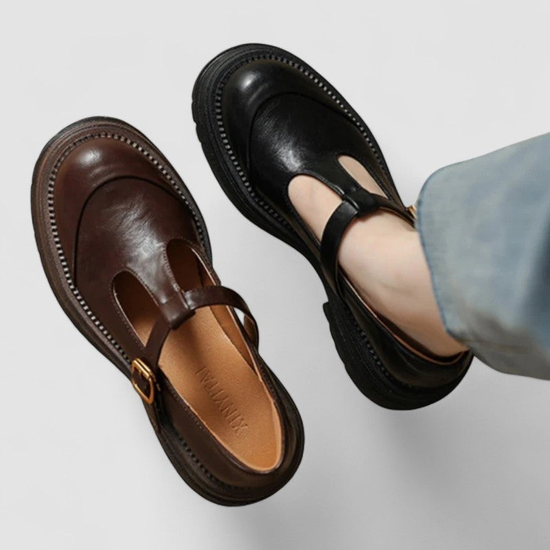 Inés | Mary Jane Shoes Mujer Piel Plataforma Hebilla