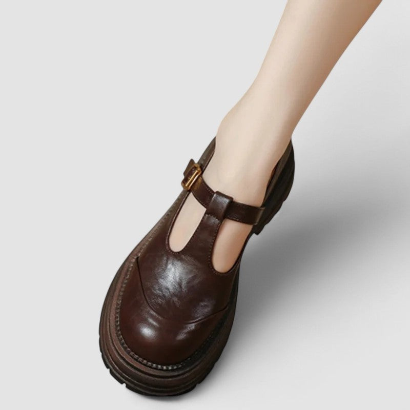 Inés | Mary Jane Shoes Mujer Piel Plataforma Hebilla